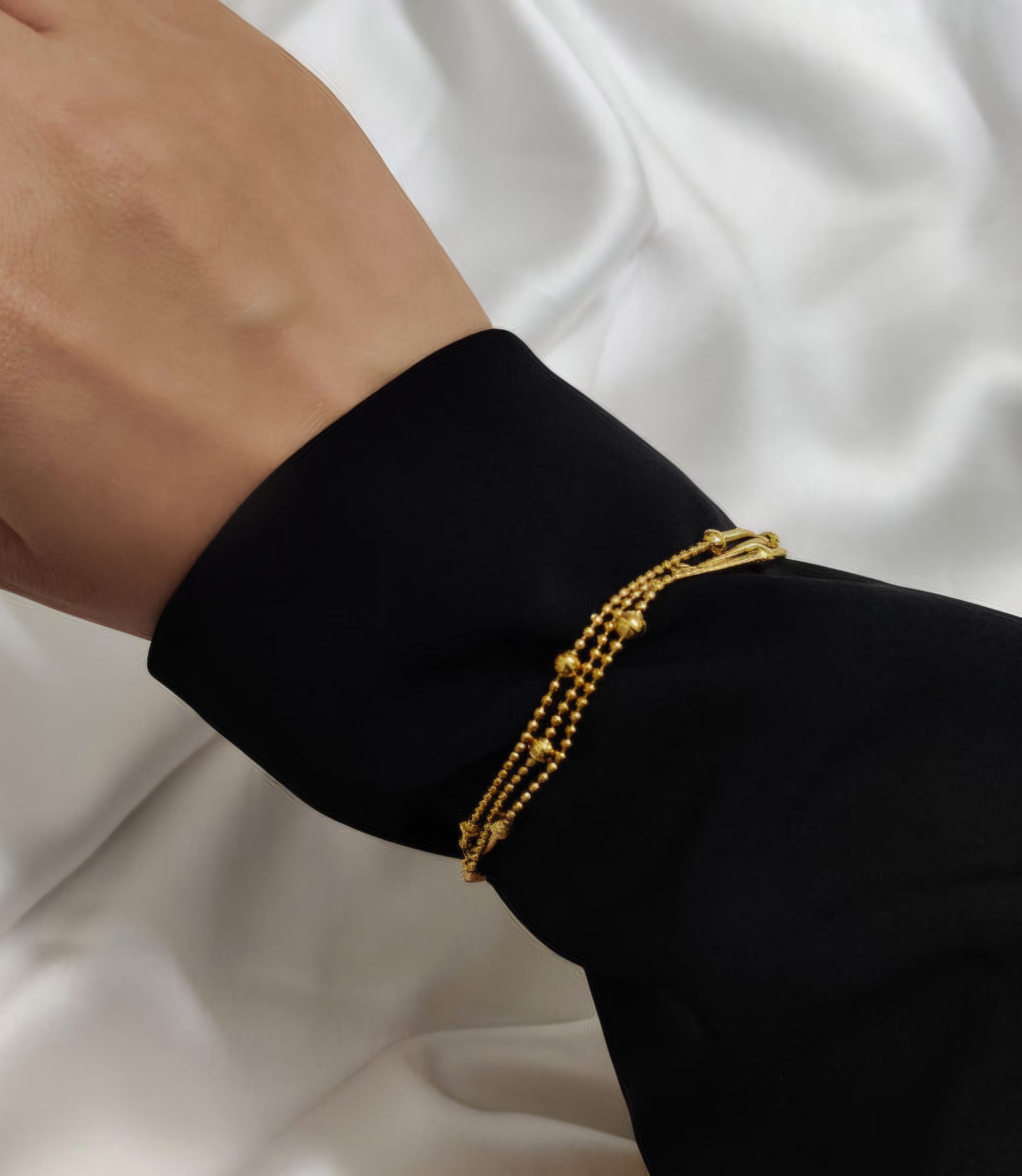 Stainless Steel Three Layered Beads Ball Bracelet for Women