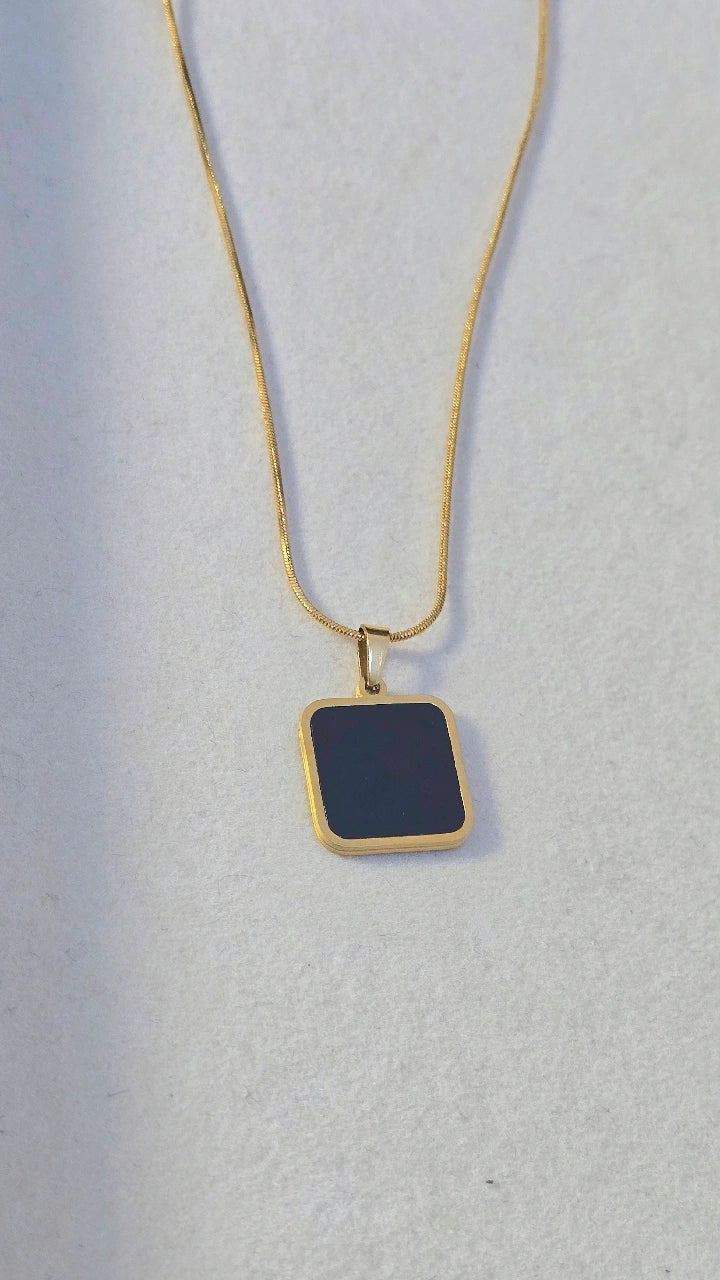 BLACK SQUARE ENAMEL PENDANT