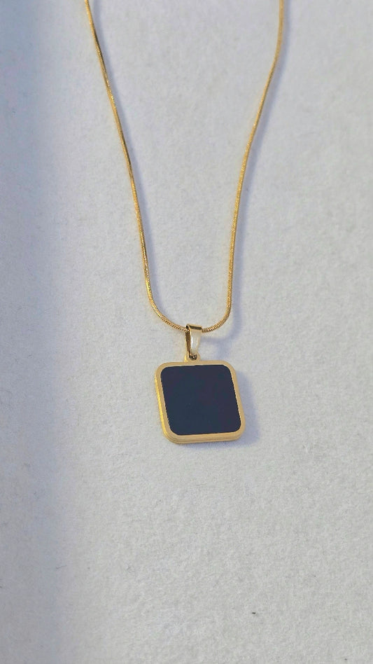 BLACK SQUARE ENAMEL PENDANT