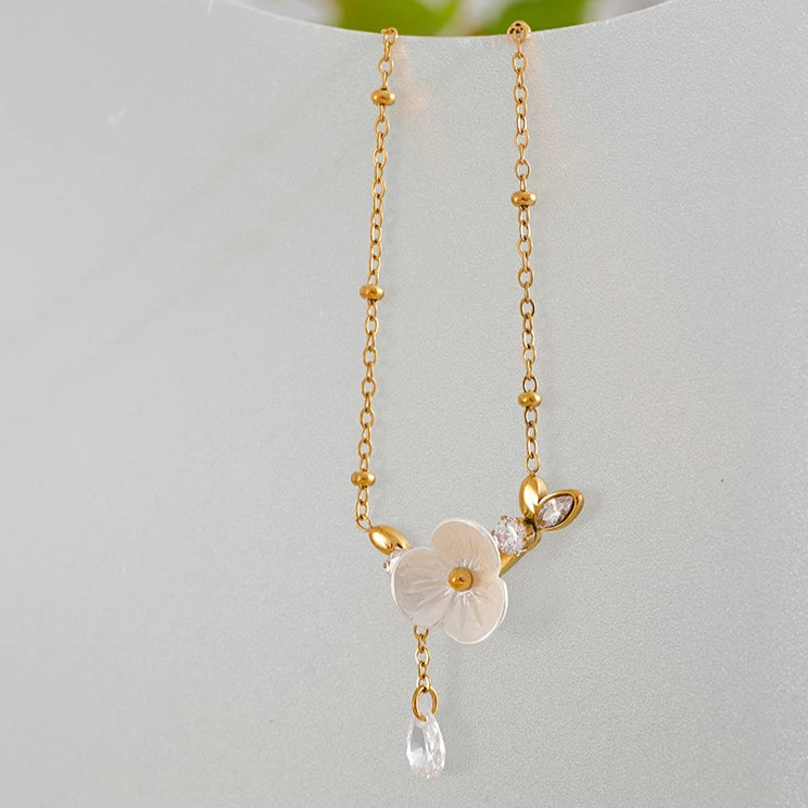 Stainless Steel Korean style flower Necklace