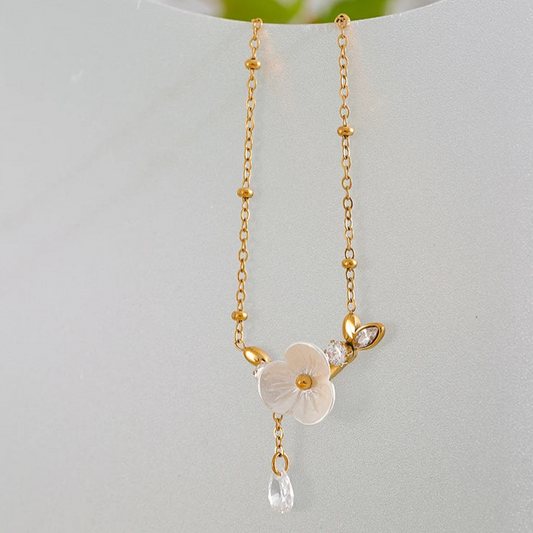 Stainless Steel Korean style flower Necklace