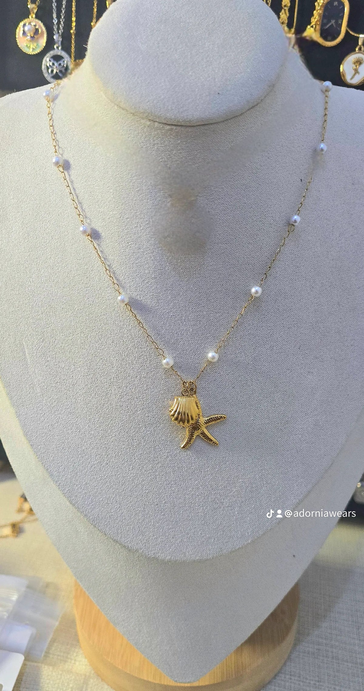 OCEAN SHELL & STAR CHARM STATION NECKLACE