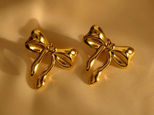 Stainless Steel Bow Style Stud Earrings