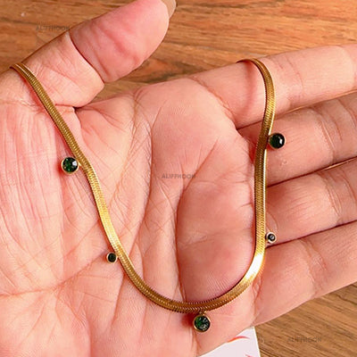 Dainty stone Chain necklace