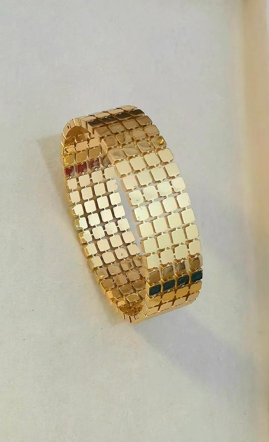 Stainless Steel 18K Wide Mesh Handcuff Bracelet