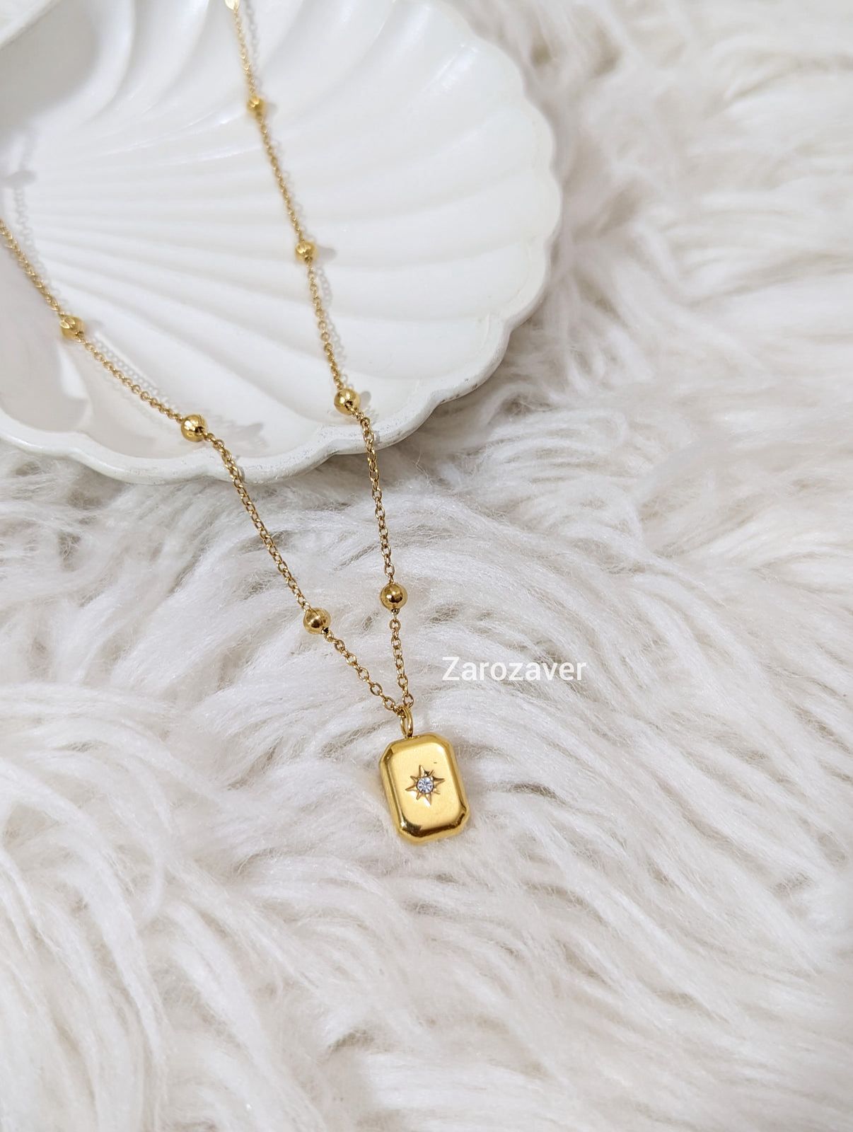 Stainless Steel Rectangular Pendant Necklace
