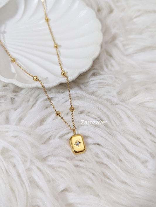 Stainless Steel Rectangular Pendant Necklace