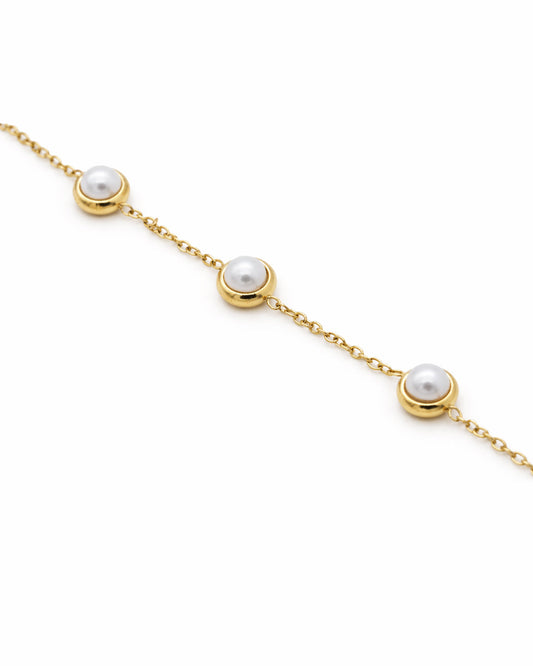 Stainless Steel Pearl Charm Bracelet