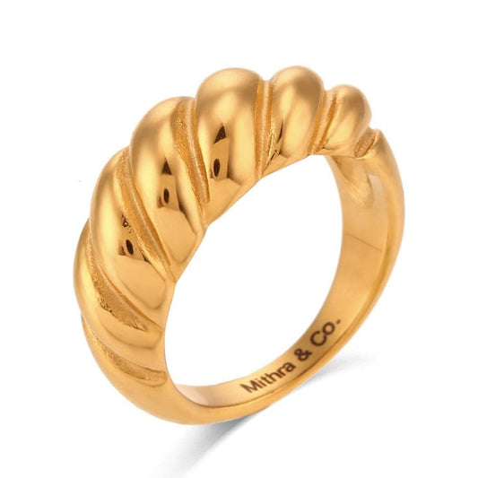 Stainless Steel Croissant Dome Ring