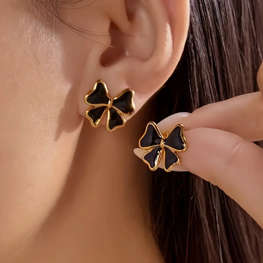 Stainless Steel Mini Bow Style Stud Earrings
