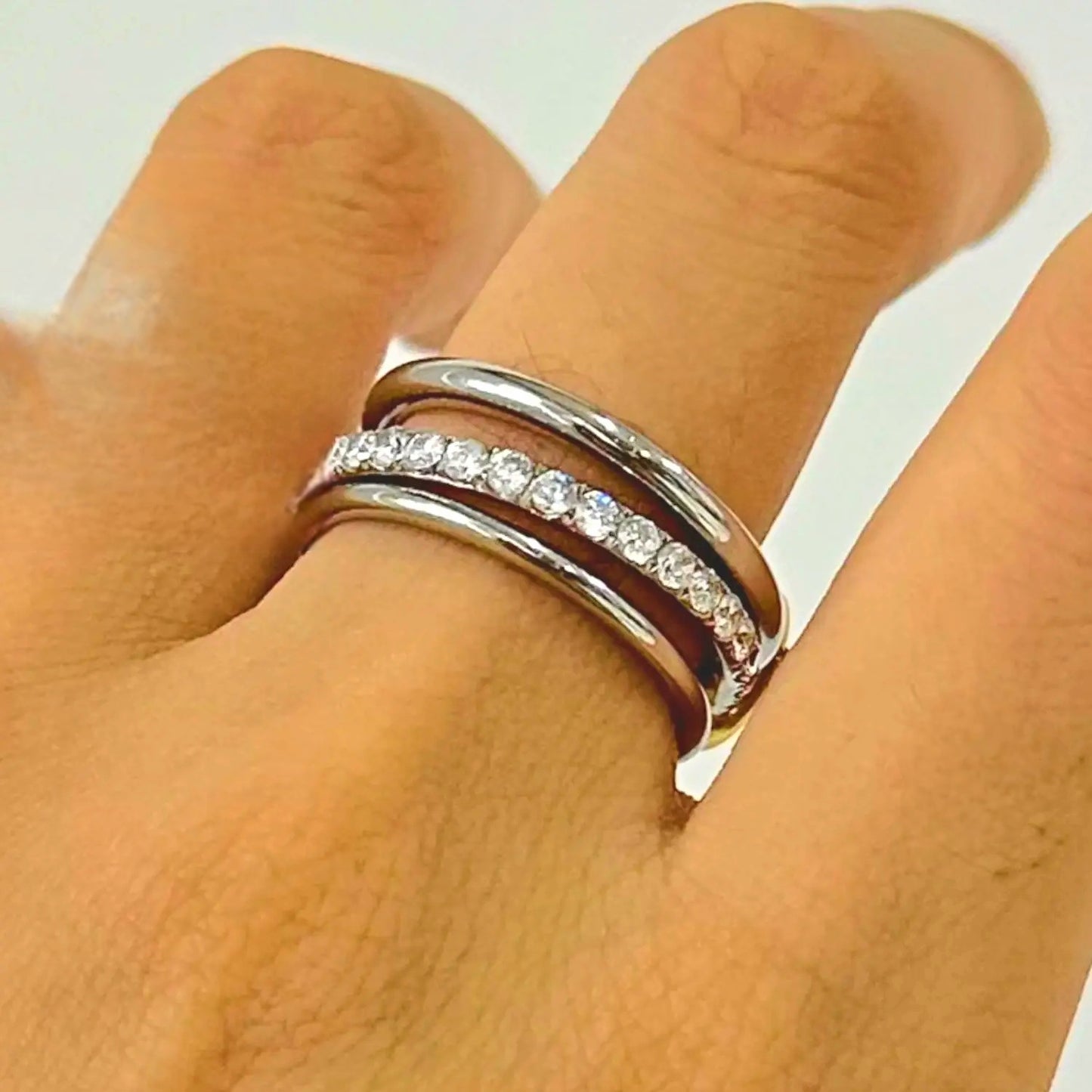 Stainless Steel Three-Tier Silver-Tone Ring (Copy)