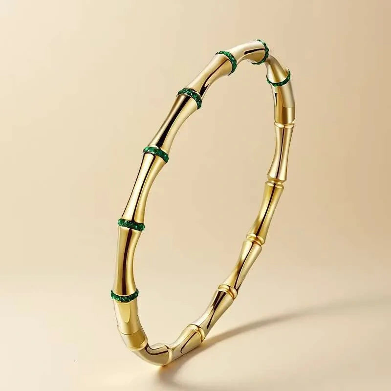 BAMBOO JOINT STYLE HANDCUFF 18K GOLD PLATED STAINLESS STEEL