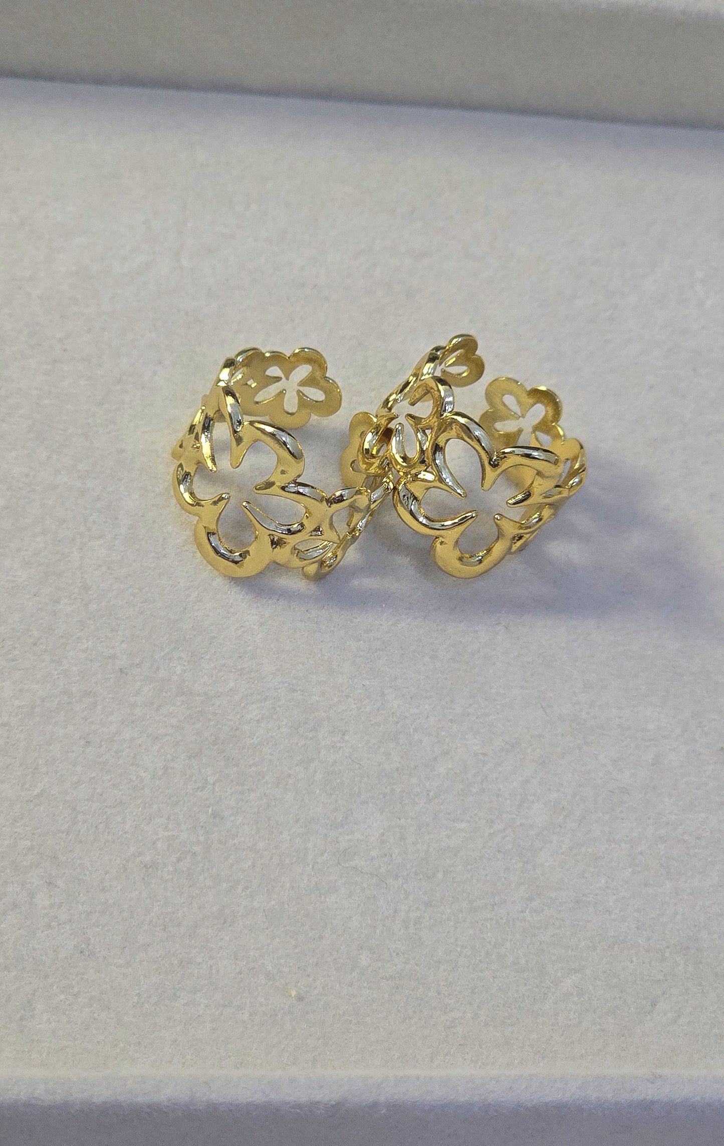 Stainless Steel Flower Cluster Adjustable Ring