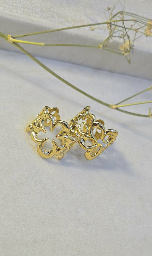 Stainless Steel Flower Cluster Adjustable Ring
