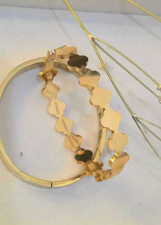Stainless Steel Four-Leaf Clover Bracelet