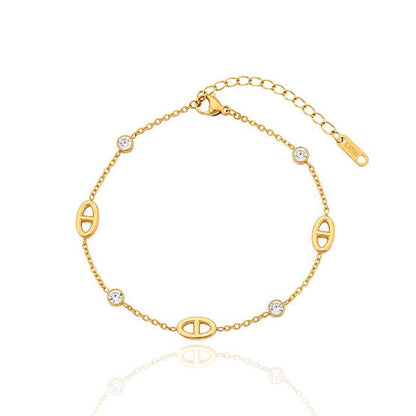 DESIGNER STYLE CHARM BRACELET IN STAINLESS STEEL