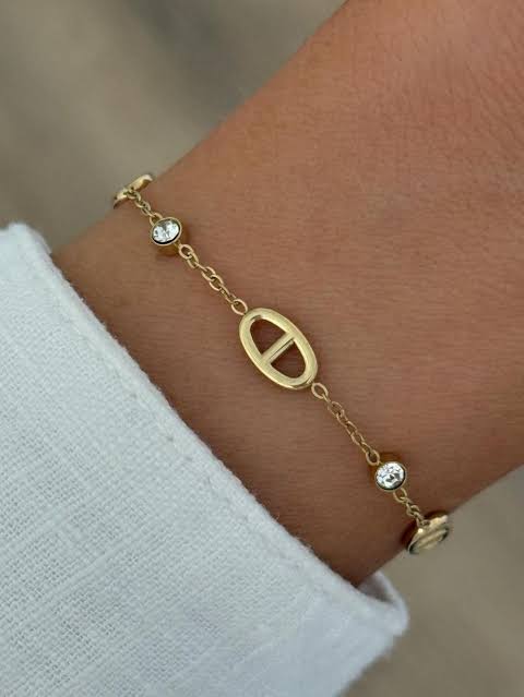 DESIGNER STYLE CHARM BRACELET IN STAINLESS STEEL